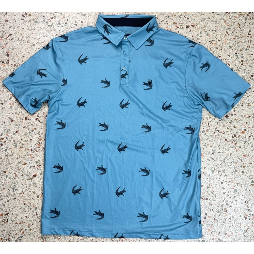 Flomotion Alligator Pattern‎ Men's Short Sleeve Golf Polo Shirt Size Large